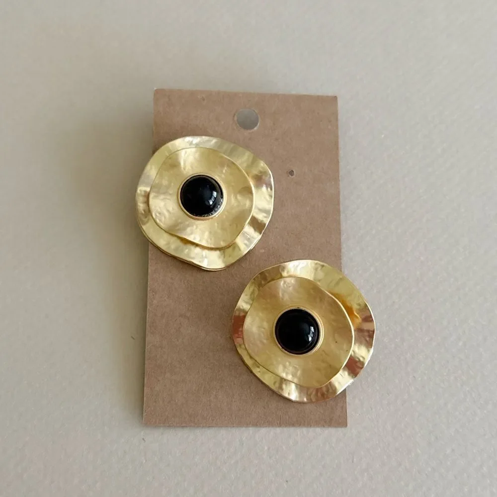 Gold and Black Statement Earrings N1534